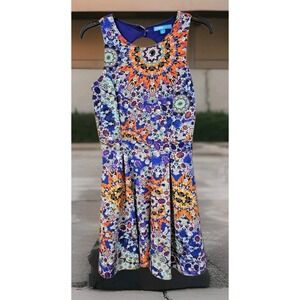 Medium. L'Amour Nanette Lepore. Boho Mandala Fit & Flare Knee Length Dress. EUC